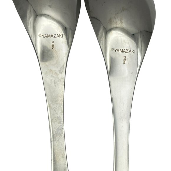 YAMAZAKI Alba‎ Stainless Flatware Lot of 2  Tea Spoons Plain Slanted Tip Handle - Picture 6 of 8